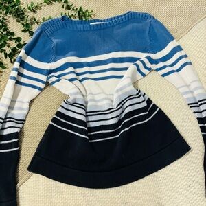 Casual Corner Blue and White Striped Sweater
